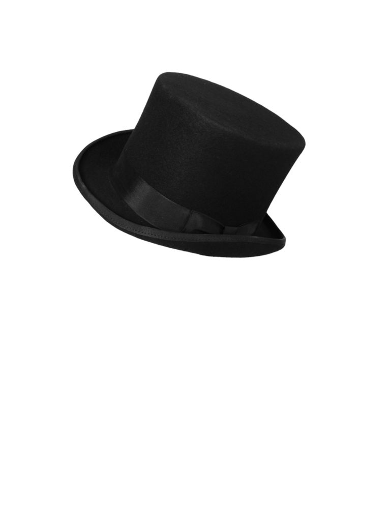 Svart cylinderhatt med sidenband, passar perfekt för formella tillställningar. Elegant och stilren. Blacktie.
